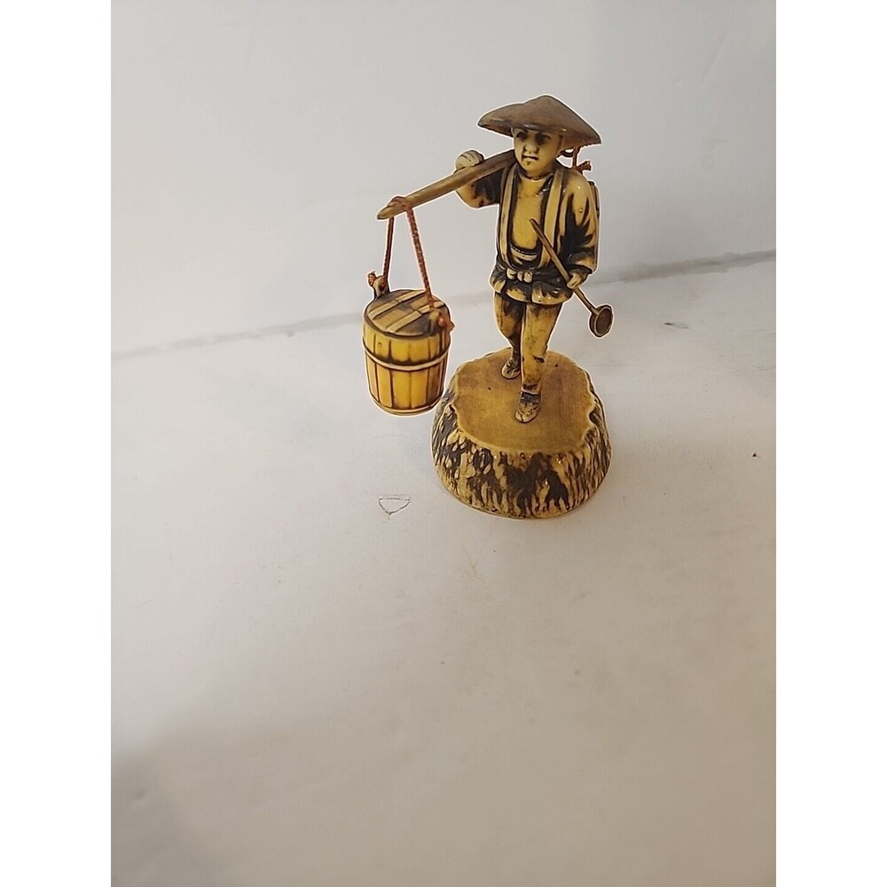 VTG. Japanese Man Carrying Water Celluloid Figurine~ Hokkaido 1955